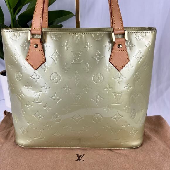 LOUIS VUITTON Vintage Vernis Houston Tote Green Patent Leather Bag With COA - Picture 5 of 15